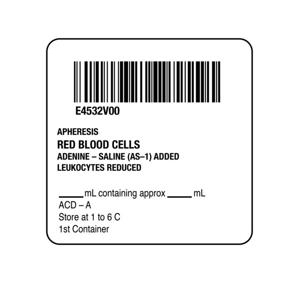 Nevs ISBT 128 Apheresis Red Blood Cells 2" x 2" BBC-4532 - main